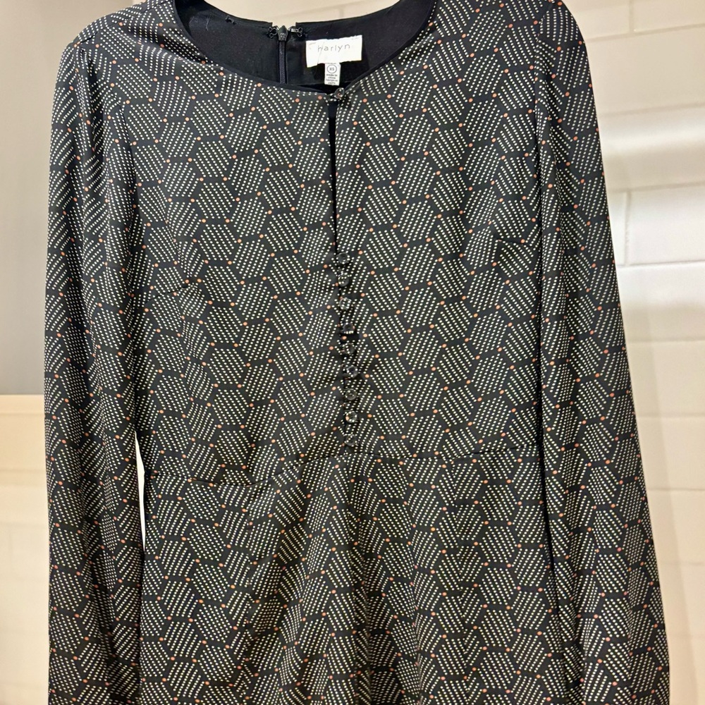 Geometric Patterned Long Sleeve Romper - XS